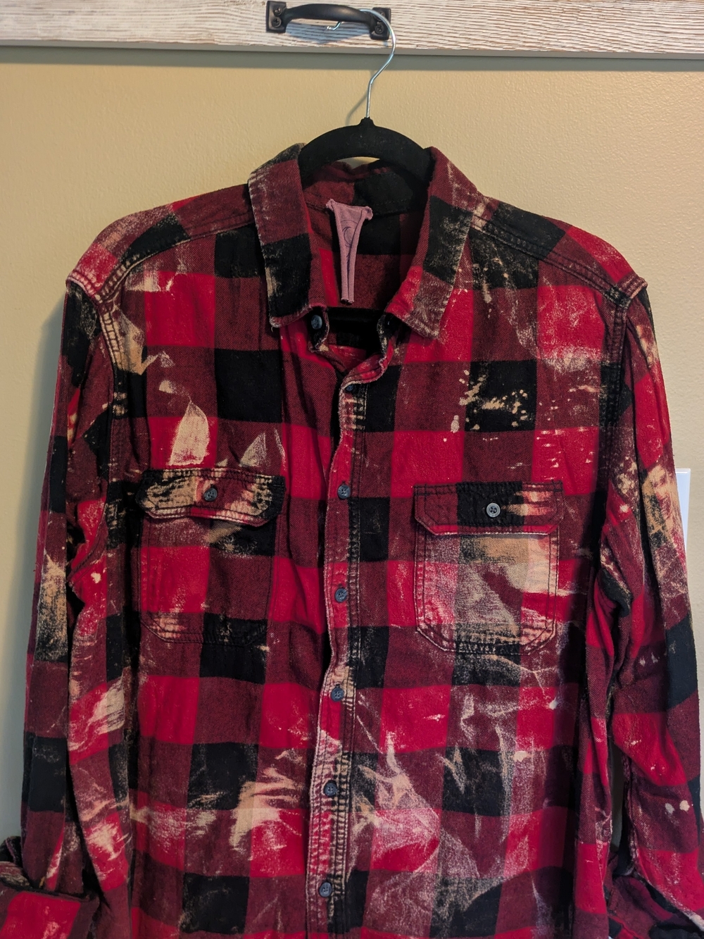 Women's Red & Black Plaid Distressed Halloween Flannel